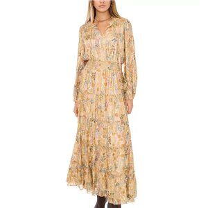 New 1.STATE Tiered Maxi Dress Metallic Floral Fairy Sz S